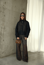 Calça Super Wide Leg Flore Dirty Wash Brown