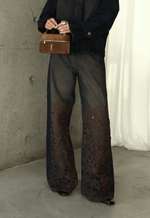 Calça Super Wide Leg Flore Dirty Wash Brown