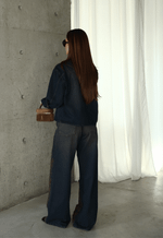Calça Super Wide Leg Flore Dirty Wash Brown
