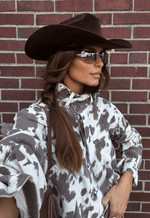 Jaqueta Bomber High Neck Cowprint