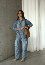 Calça Cargo Fivela District Claro Marmorizado