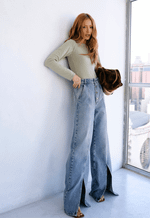 Calça Extra Wide Leg Avenue Dirty Wash