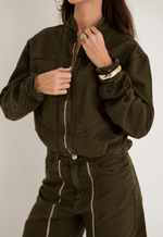 Jaqueta Bomber Zip Verde Coco