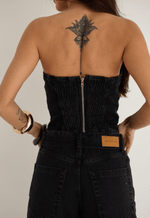 Top Recortes Overlap Black Estonado