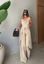 Calça Pantalona Monaco Bege Claro