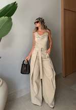Calça Pantalona Monaco Bege Claro