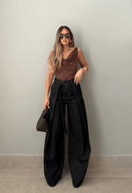 Calça Pantalona Monaco Brown Wash