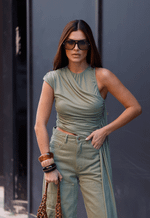 Blusa Transpassada Flow Verde Toscana