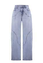 Calça Barrel Recortes Sienna Claro