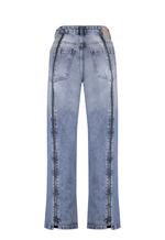 Calça Reta Ziper Frame Médio Marmorizado