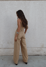 Calça Wide Leg Twist Bege Claro