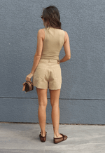 Short Mom Twist Bege Claro