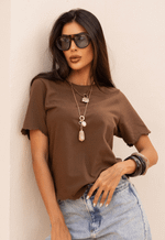 T-shirt Bordada Brezza Cacao