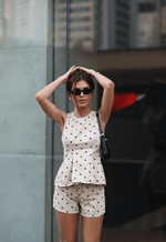 Blusa Peplum Serena Poá Off White