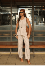 Blusa Peplum Madison Areia Mármore