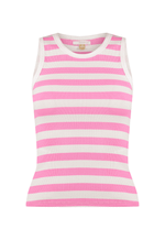 Regata Canelada Stripes Listrado Rosa