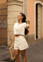 Short Mom Barra a Fio Vanilla