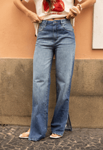 Calça Reta Abertura Soft Escura