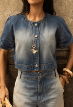 Blusa Cropped Margot Dirty Wash Médio