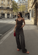 Calça Baggy Overlap Marrom Estonado