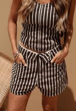 Short Baggy Overlap Brown Stripes