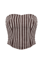 Top Recortes Overlap Brown Stripes