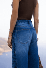 Calça Balloon Bordado Capri Médio