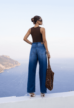 Calça Balloon Bordado Capri Médio