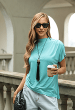 Blusa Drape Turquesa