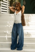 Calça Super Wide Mix Blue Escuro