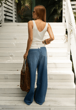 Calça Super Wide Mix Blue Escuro