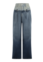 Calça Super Wide Mix Blue Dirty Wash Médio