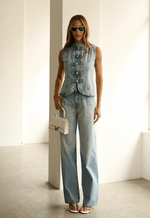 Calça Wide Leg Pier Claro Marmorizado