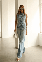 Calça Wide Leg Pier Claro Marmorizado