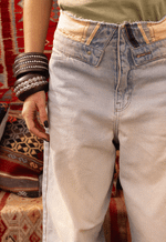 Calça Reta Cós Virado Dirty Wash