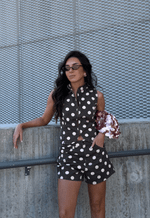 Colete Zíper City Dots Poá Marrom