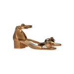 Sandália Uza Old Gold Salto Medio Metalizado Ouro Velho-Z26B749C0012OV