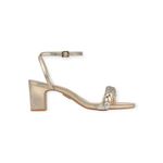 Sandália Uza Shine Salto Medio Ouro e  Prata -M26B114A0010