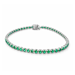 Pulseira riviera ouro 18k branco com esmeraldas
