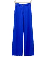 Calça Wide Leg Linho Charlotte Azul Royal