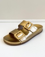 Sandália Flatform Fivelas Dourado