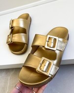 Sandália Flatform Fivelas Dourado