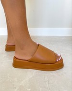 Sandália Flatform Plataforma Palm Caramelo