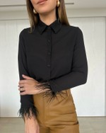 Camisa Botões Plumas Punho Preto