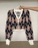 Cardigan Tricô Cooper Nude Xadrez