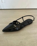 Sapatilha Slingback Bico Fino Verniz Preto