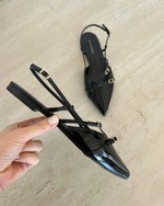 Sapatilha Slingback Bico Fino Verniz Preto