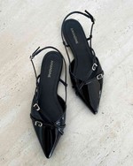 Sapatilha Slingback Bico Fino Verniz Preto