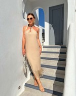 Vestido Midi Franjas Atena Cru