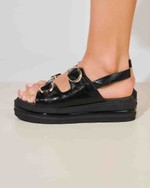 Sandália Flatform Fivelas Antônia Preto